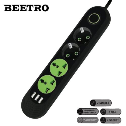 Multiprise 2P 2T 3USB 2000W 2 Mètres avec Interrupteur BEETRO LA347