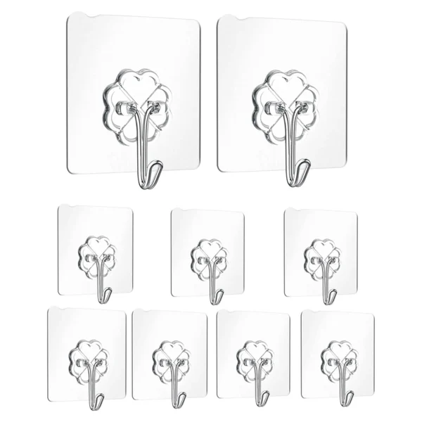 Crochets Adhésifs Muraux Transparents (9 pcs)