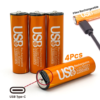 Pack de 4 Piles Rechargeables AA Li-ion 1.5V (2200mWh) avec Port USB Type-C