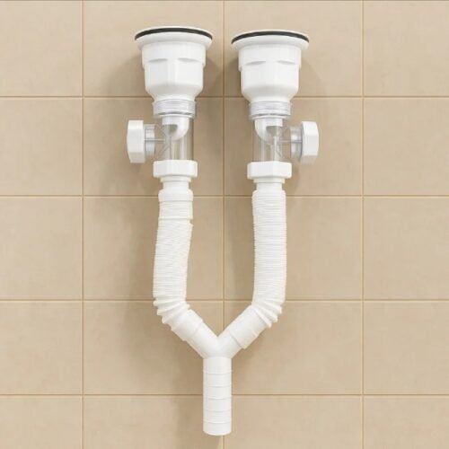SIPHON FLEXIBLE DOUBLE CUISINE A CLAPET BLANC AGMR