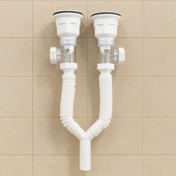 SIPHON FLEXIBLE DOUBLE CUISINE A CLAPET BLANC AGMR