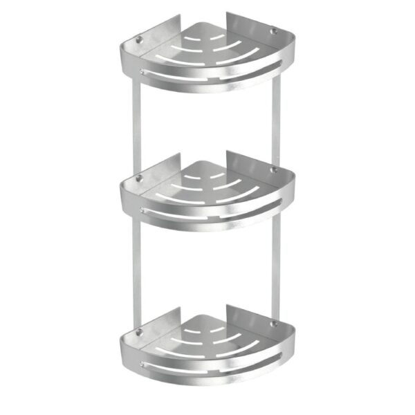 Etagère coins Triple en aluminium pour Salle de Bain