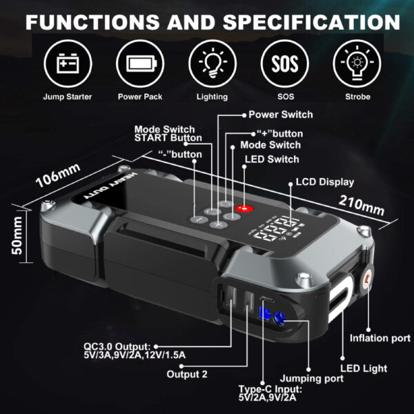 Compresseur De Voiture Avec Booster Batterie 26000Mah BEETRO