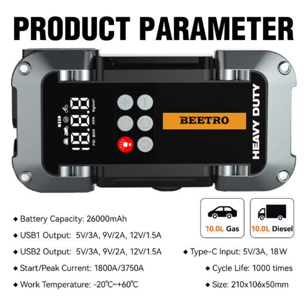 Compresseur De Voiture Avec Booster Batterie 26000Mah BEETRO