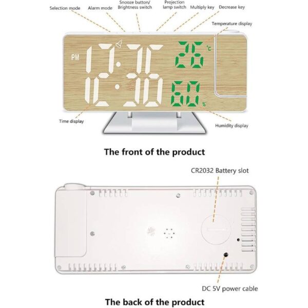 Horloge Numérique avec Projecteur LED
