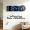 Horloge Murale Numérique LED Télécommandé avec Calendrier Alarme Température Pour Décoration Interieur