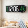 Horloge Murale Numérique LED Télécommandé avec Calendrier Alarme Température Pour Décoration Interieur