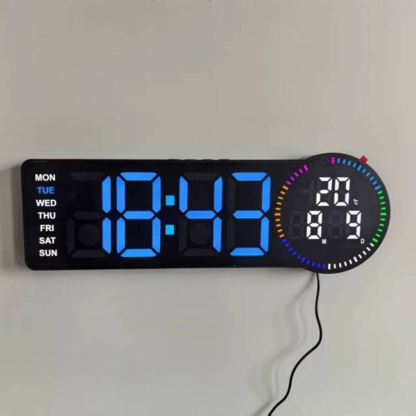 Horloge Murale Numérique LED Télécommandé avec Calendrier Alarme Température Pour Décoration Interieur