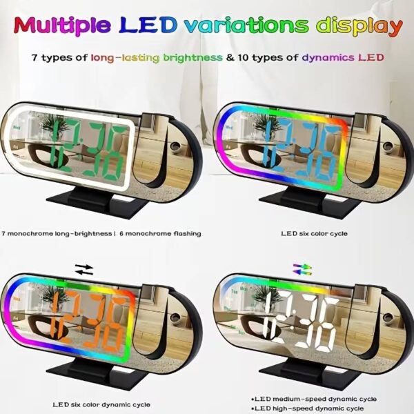 Horloge de Projection LED Moderne Multicouleur DS-3827LP