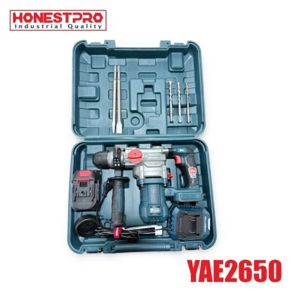 Marteau Perforateur Brushless à Batterie 4Ah 21V HONESTPRO YAE2650