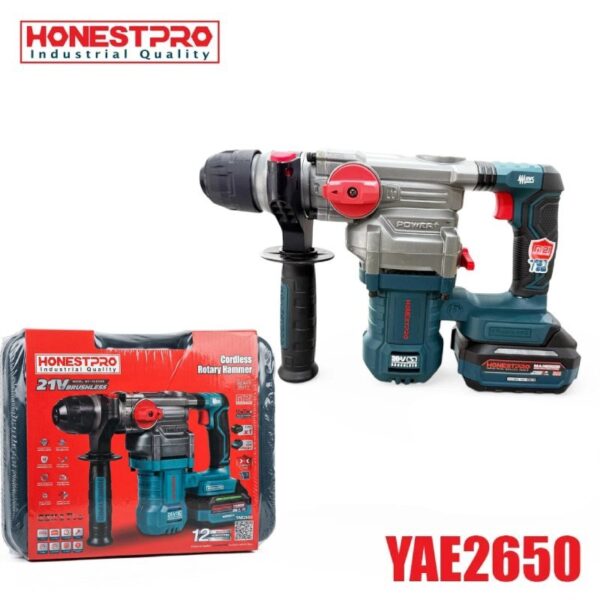 Marteau Perforateur Brushless à Batterie 4Ah 21V HONESTPRO YAE2650