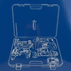 Kit Perforateur Visseuse Boulonneuse Tronçonneuse 4en1 et 2 Batteries YAE6004 POWERBLU