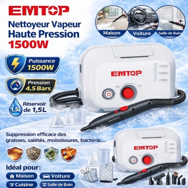 Nettoyeur à Vapeur Pour Climatiseur 1.0L 1500W EMTOP ESTC1501