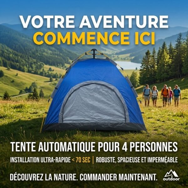 Tente de Camping Automatique 4 Personnes FIDERNO