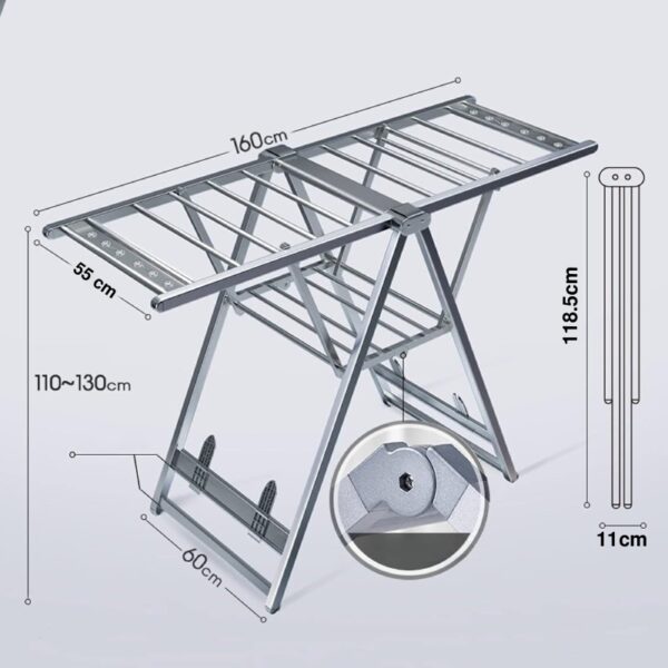 Sèche Linge en Aluminium avec Roulettes GM