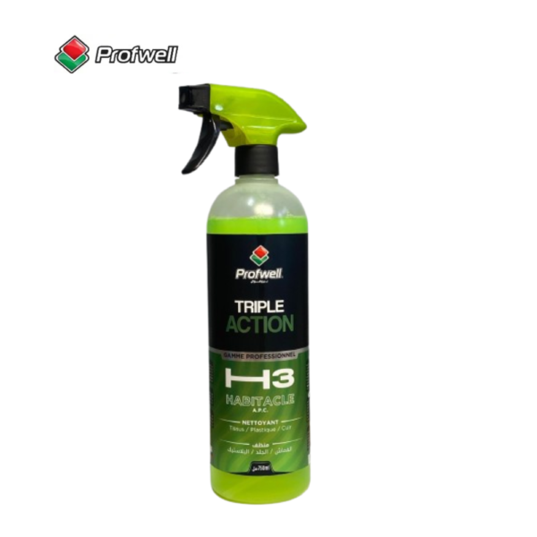 PROFWELL TRIPLE ACTION NETTOYANT H3 HABITACLE 3EN1 CUIR / PLASTIQUE / TISSUS 750ML (Copie)